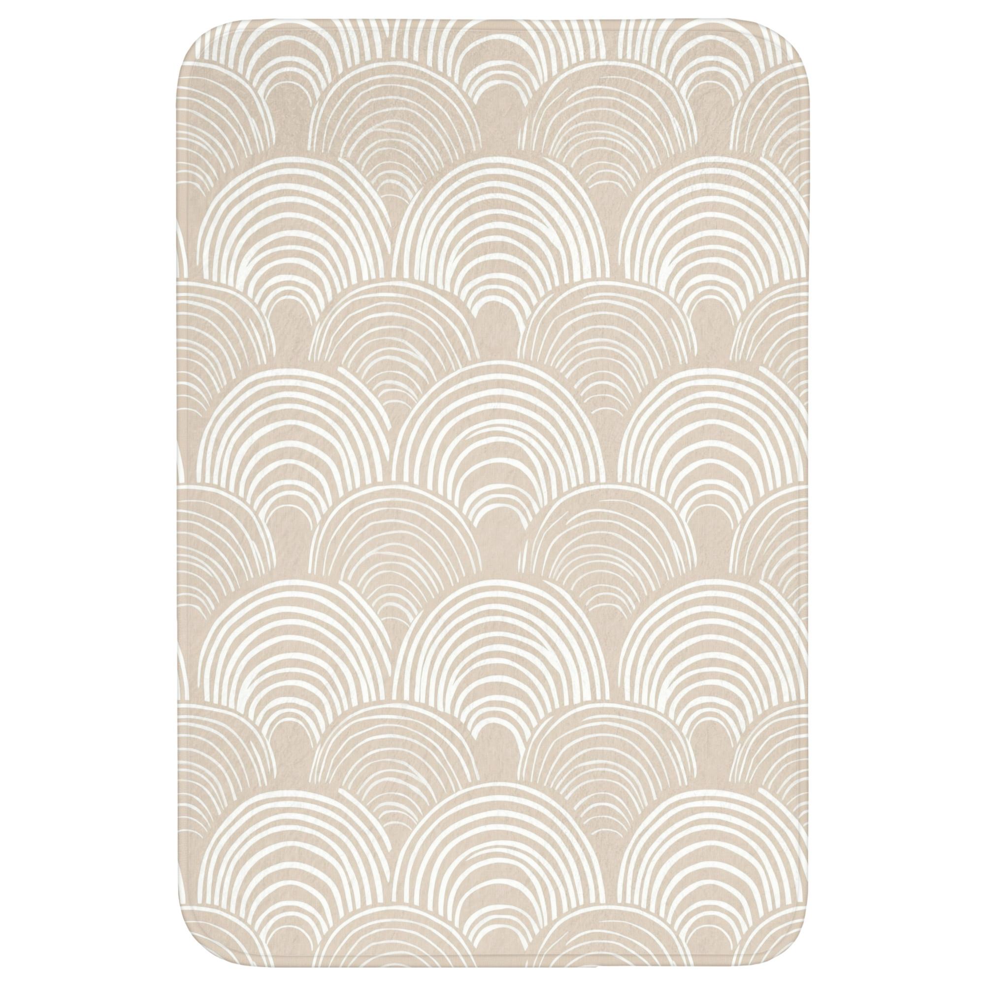 BADEMATTE Wellen - Textur - Beige Rutschfest 60x90 cm - Kaschmir, Textil (60/90cm) - OnlyWow