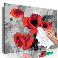 MALEN NACH ZAHLEN 50/40 cm - Rot/Grau, Textil (1.4/40cm) - KUNSTLOFT