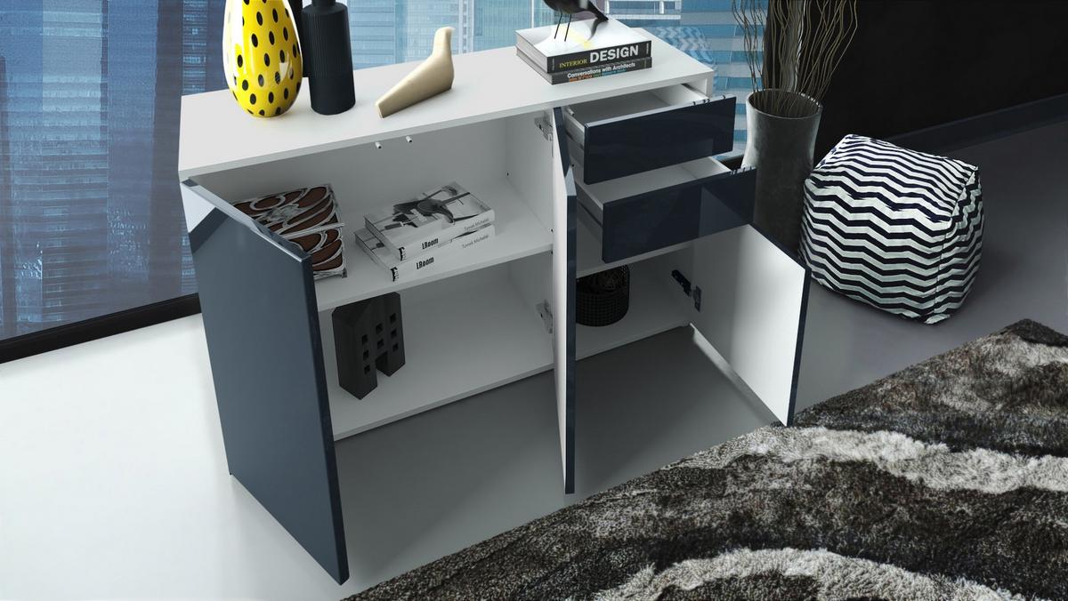 KOMMODE Ben Front in Schwarz matt - Schwarz, Holzwerkstoff (117/74/36cm) - Vladon