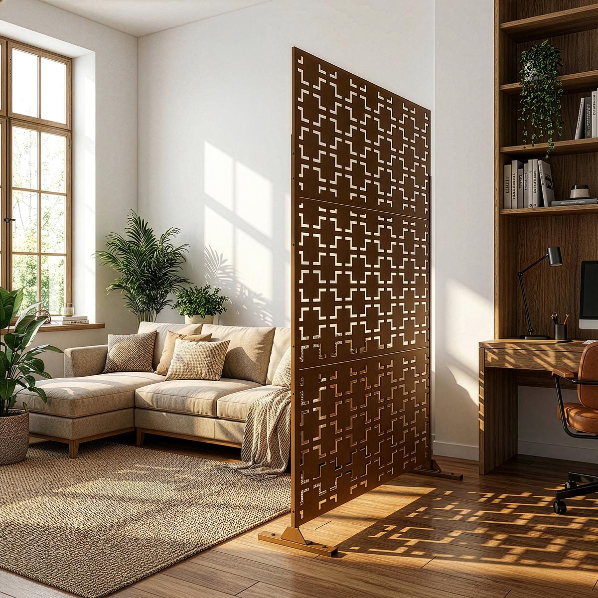 TRENNWAND Basciano - Braun, Metall (120/180cm) - casa.pro