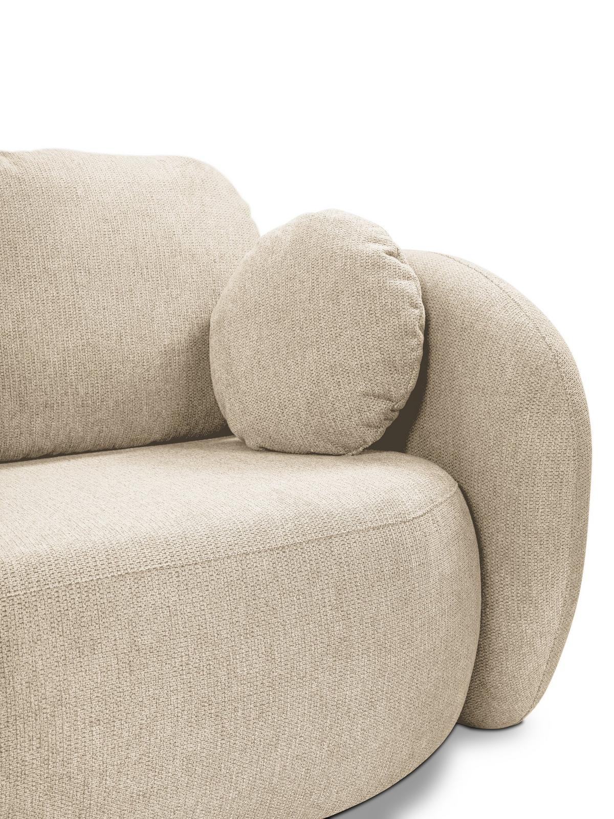 BETTSOFA AMICO Creme Geflochtener Stoff mit Schlaffunktion - Creme, Holz (238/86.5/101cm) - MASSENO
