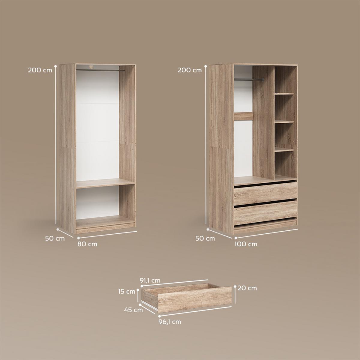 KLEIDERSCHRANK Trento Sonoma 2er Set - Sonoma Eiche, Holzwerkstoff (100/200/50cm) - Livinity®