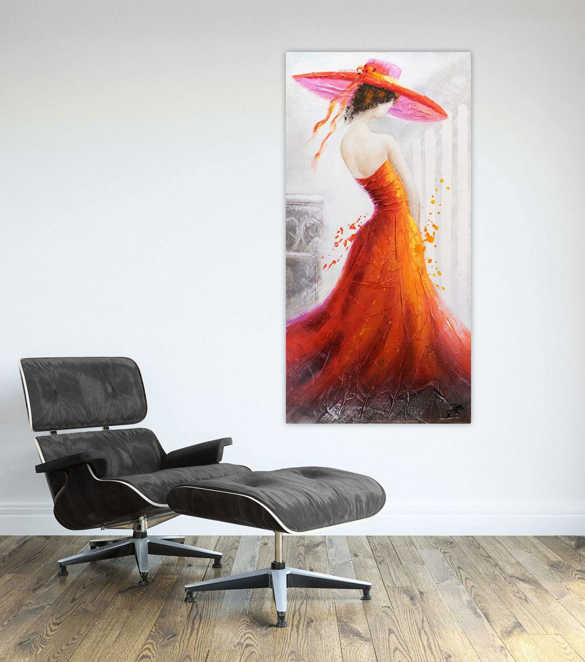 ACRYLBILD HANDGEMALT 60/120 cm - Rot/Weiß, Holz/Textil (60/120cm) - KUNSTLOFT