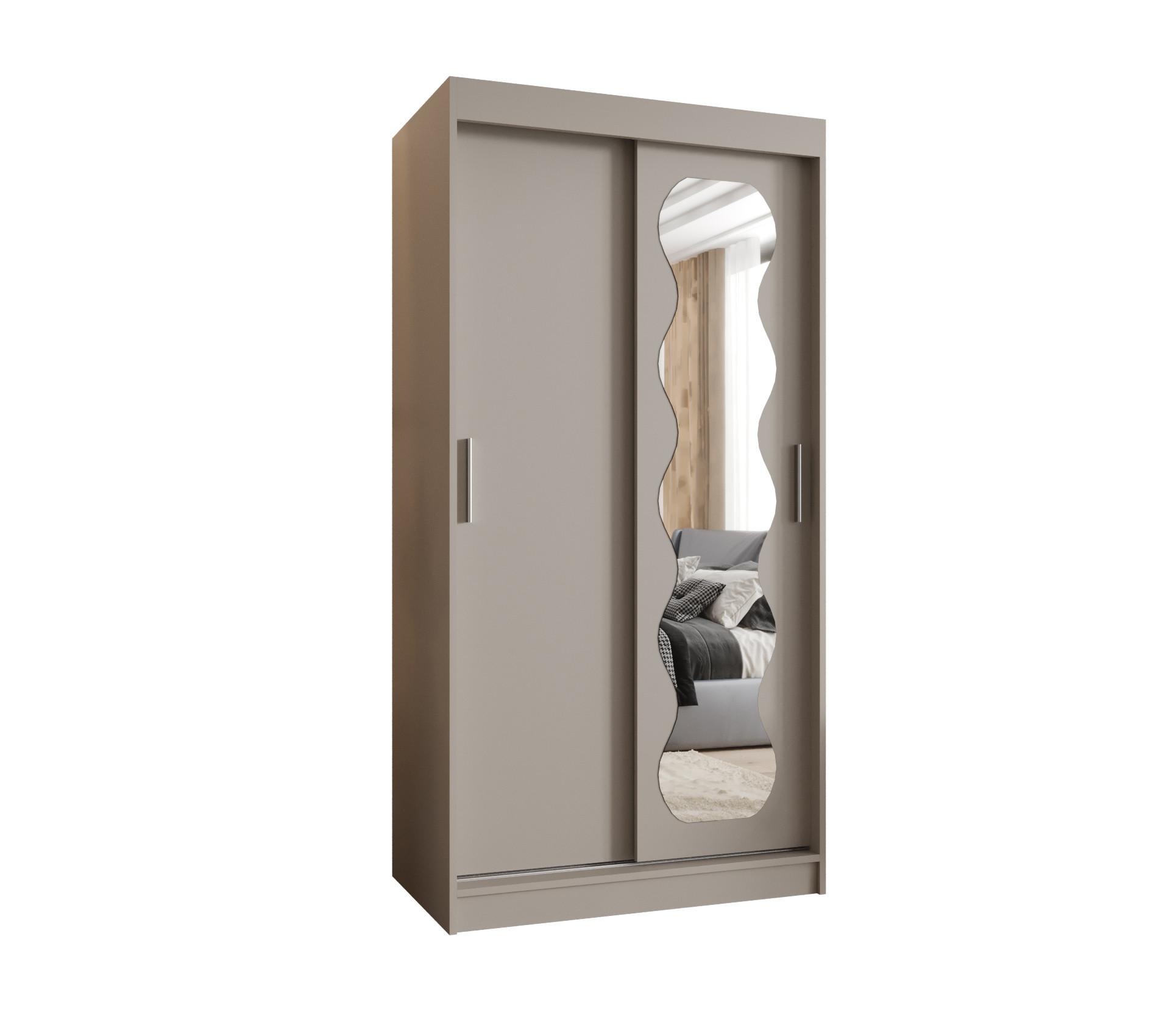SCHIEBETÜRENSCHRANK mit Spiegel SPOTI 200/100/62 2-türig - Kaschmir/Silberfarben, Holz (100/200/62cm) - MÖBEL KRYSPOL
