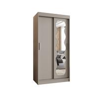 SCHIEBETÜRENSCHRANK mit Spiegel SPOTI 200/100/62 2-türig - Kaschmir/Silberfarben, Holz (100/200/62cm) - MÖBEL KRYSPOL