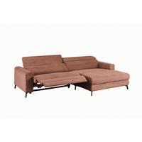 ECKSOFA LAISKA Braun Cord Relaxfunktion - Schwarz/Braun, Textil/Metall (282/177cm) - KAWOLA