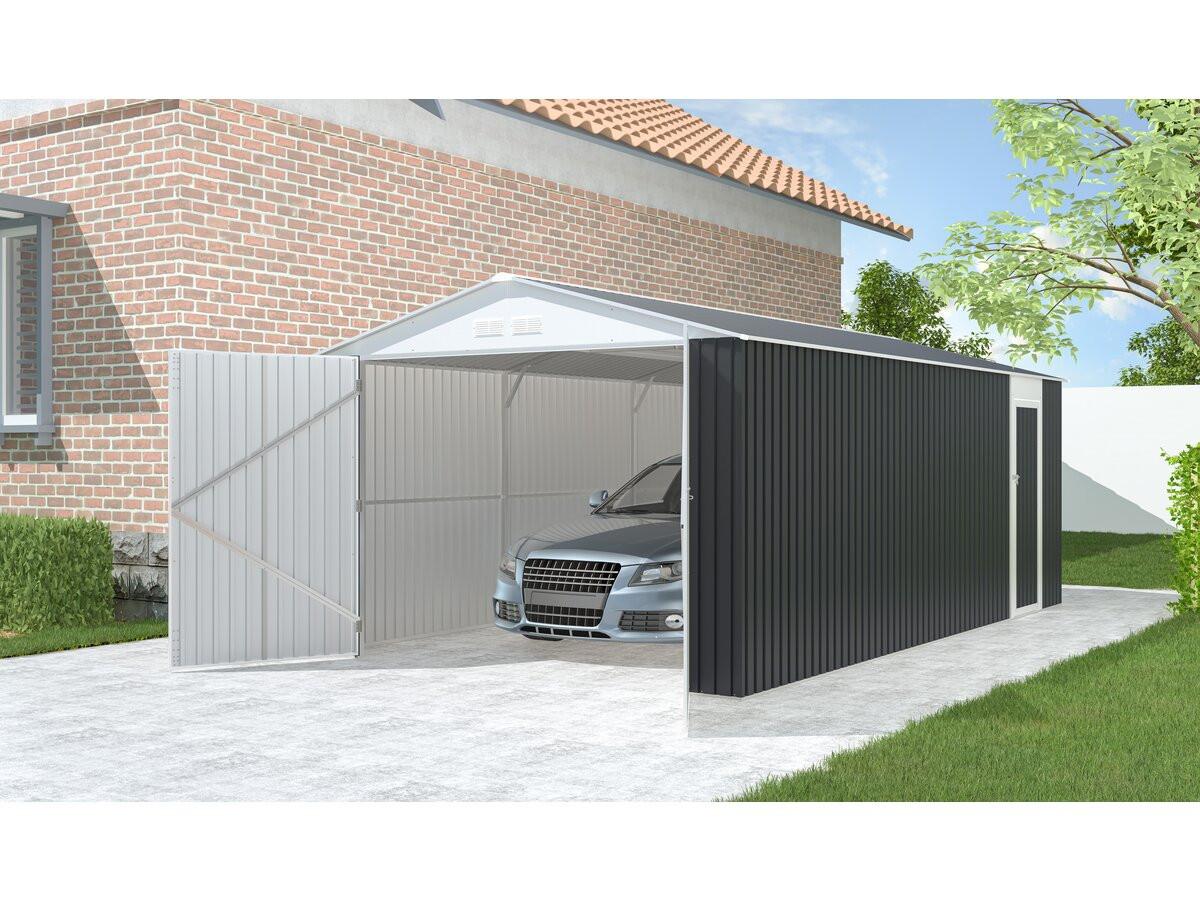 METALL-GARAGE PVC houston - Grau, Metall (470/310/470cm) - Habitat Garten