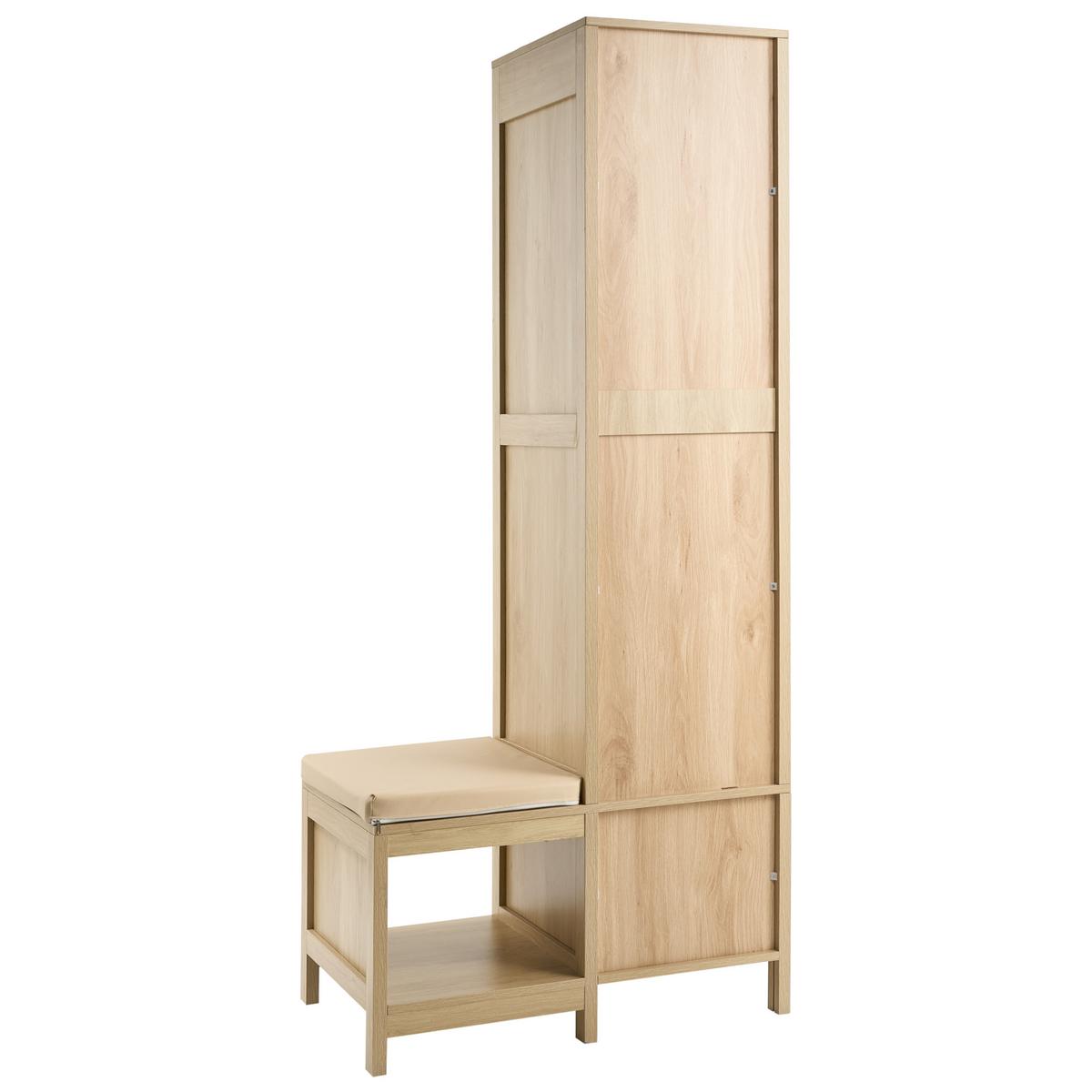 FLURSCHRANK mit Sitzbank Hellbraun Grafton - Hellbraun/Beige, Holzwerkstoff (80/180/45cm) - Beliani