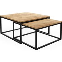 COUCHTISCHE Vella 2er-Set quadratisch, Craft Eiche 76/76/39cm + 66/66/34 cm - Eiche Wotan/Schwarz, Holzwerkstoff/Metall (76/76/39cm) - WFL GROUP