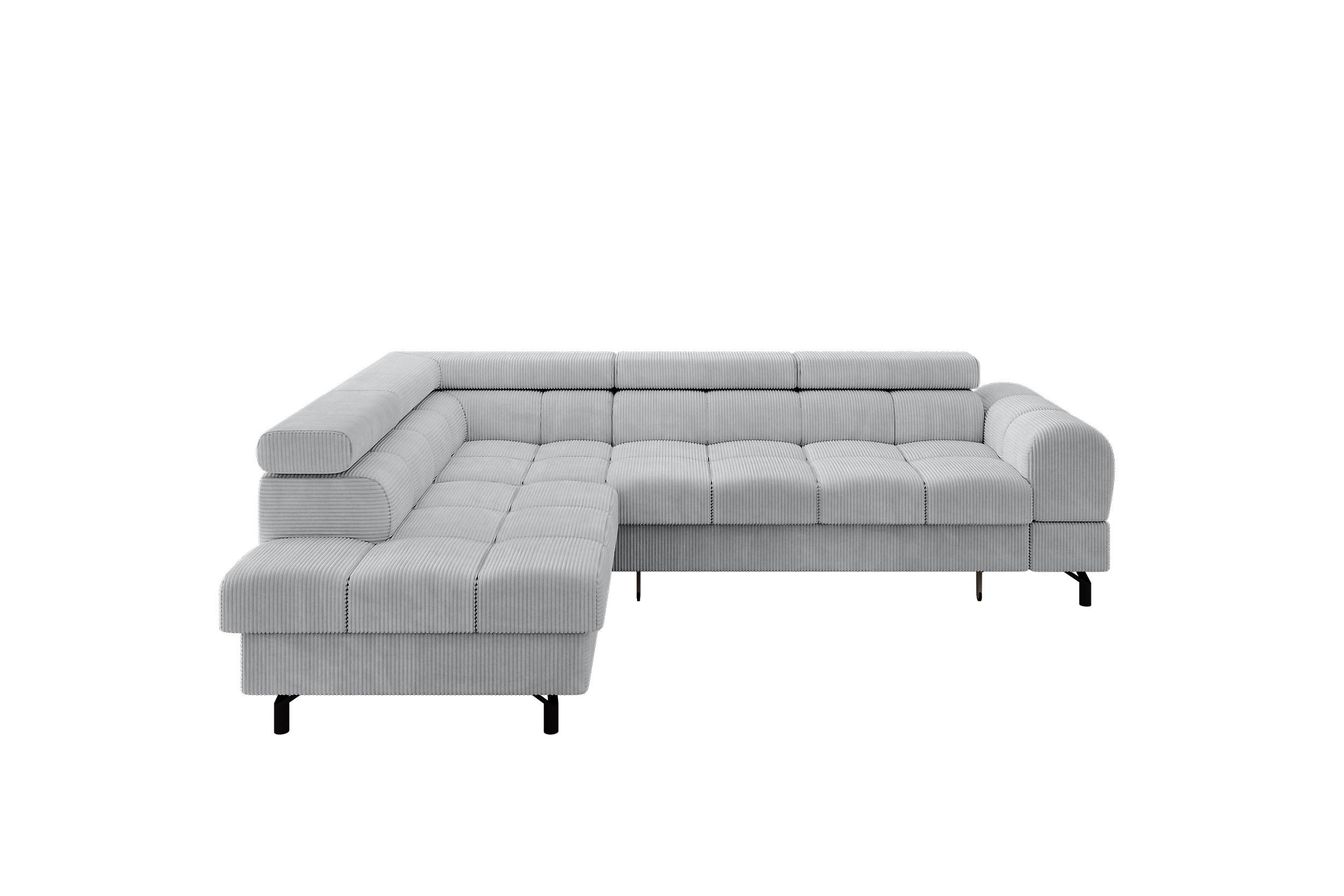 ECKSOFA mit Schlaffunktion Ottomane Links LUMA-L 272x203x70 Grau Cord - Anthrazit/Schwarz, Holzwerkstoff/Kunststoff (272/203cm) - ALTDECOR