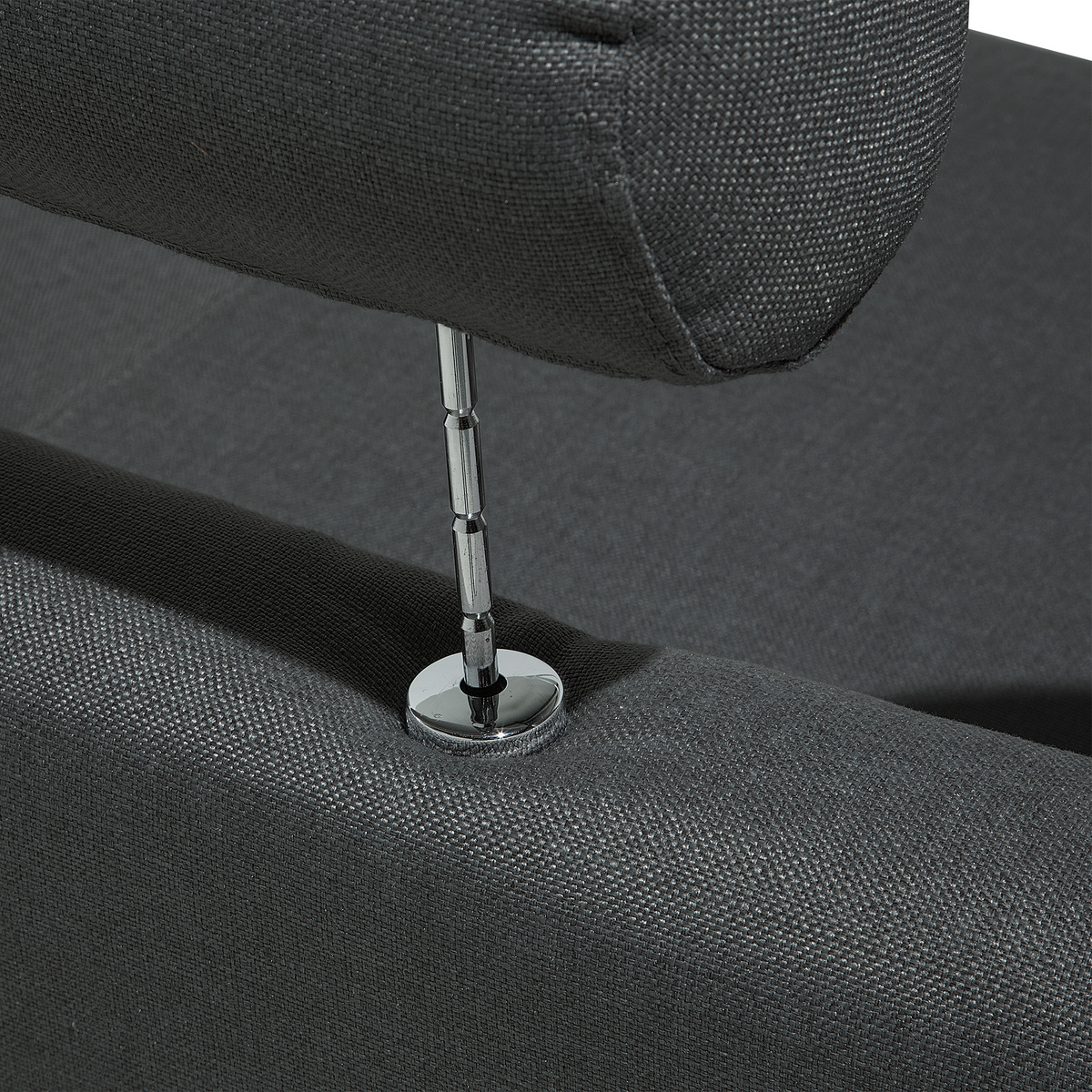 7-SITZER-SOFA mit Ottomane Polyester Grau Rotunde - Dunkelgrau, Textil (448/76/236cm) - Beliani