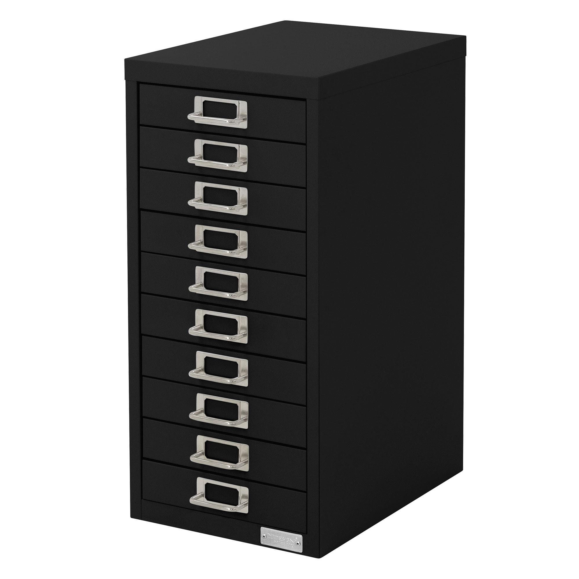AKTENSCHRANK mit 10 Schubladen 28x38x60 cm Schwarz aus Stahl - Schwarz, Metall (38/60/28cm) - ML-DESIGN