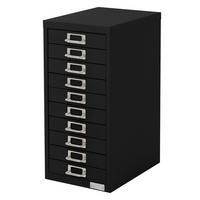 AKTENSCHRANK mit 10 Schubladen 28x38x60 cm Schwarz aus Stahl - Schwarz, Metall (38/60/28cm) - ML-DESIGN
