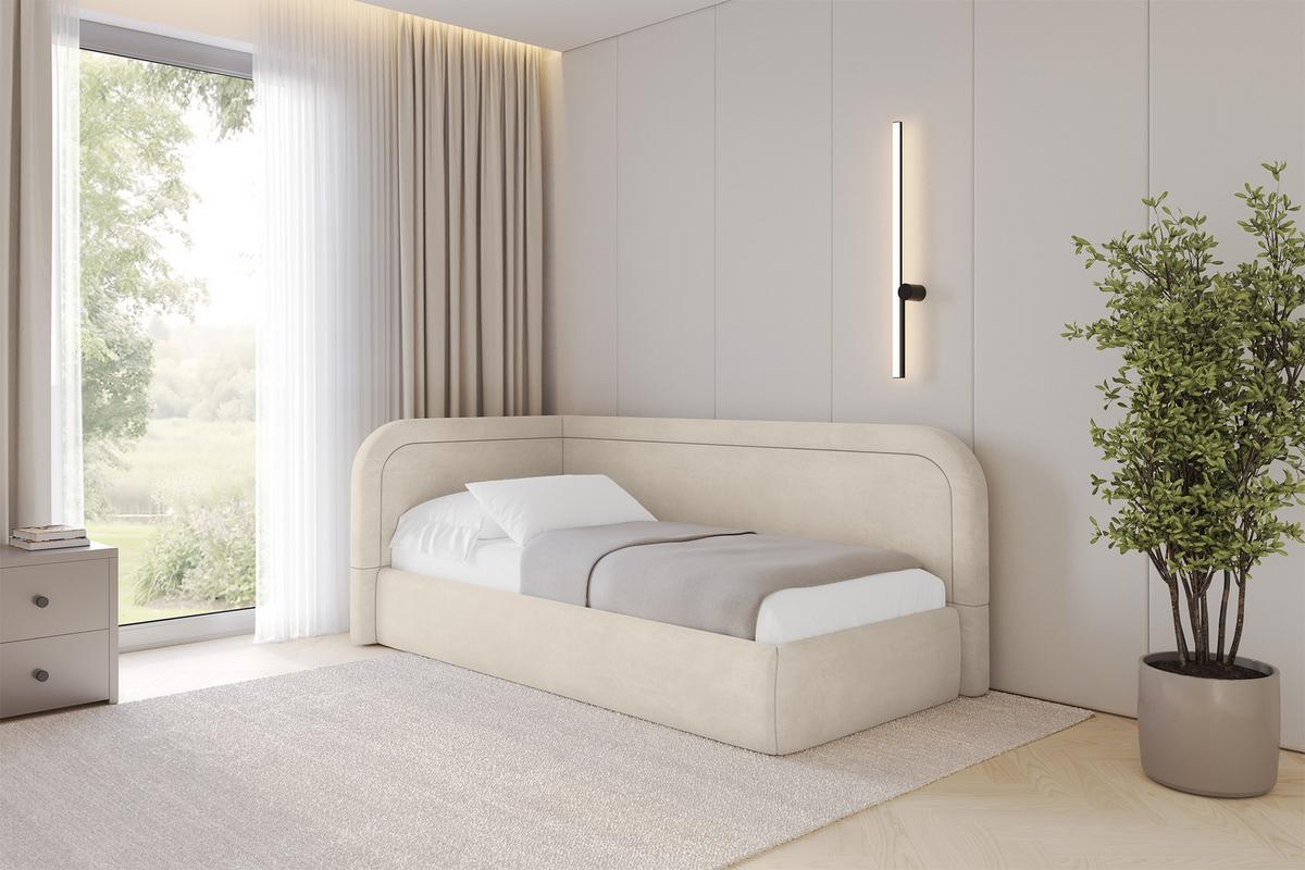 EINZELLBETT Jugendbett mit Bettkasten und Matratze H3/H4, Rechts - JOVY 90x200 Beige - Naturfarben, Holzwerkstoff/Textil (90/200cm) - ALTDECOR
