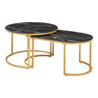 SATZTISCH-SET 2 TLG. Oppeerg - Goldfarben/Schwarz, Holzwerkstoff/Metall (70/70/45cm) - [en.casa]