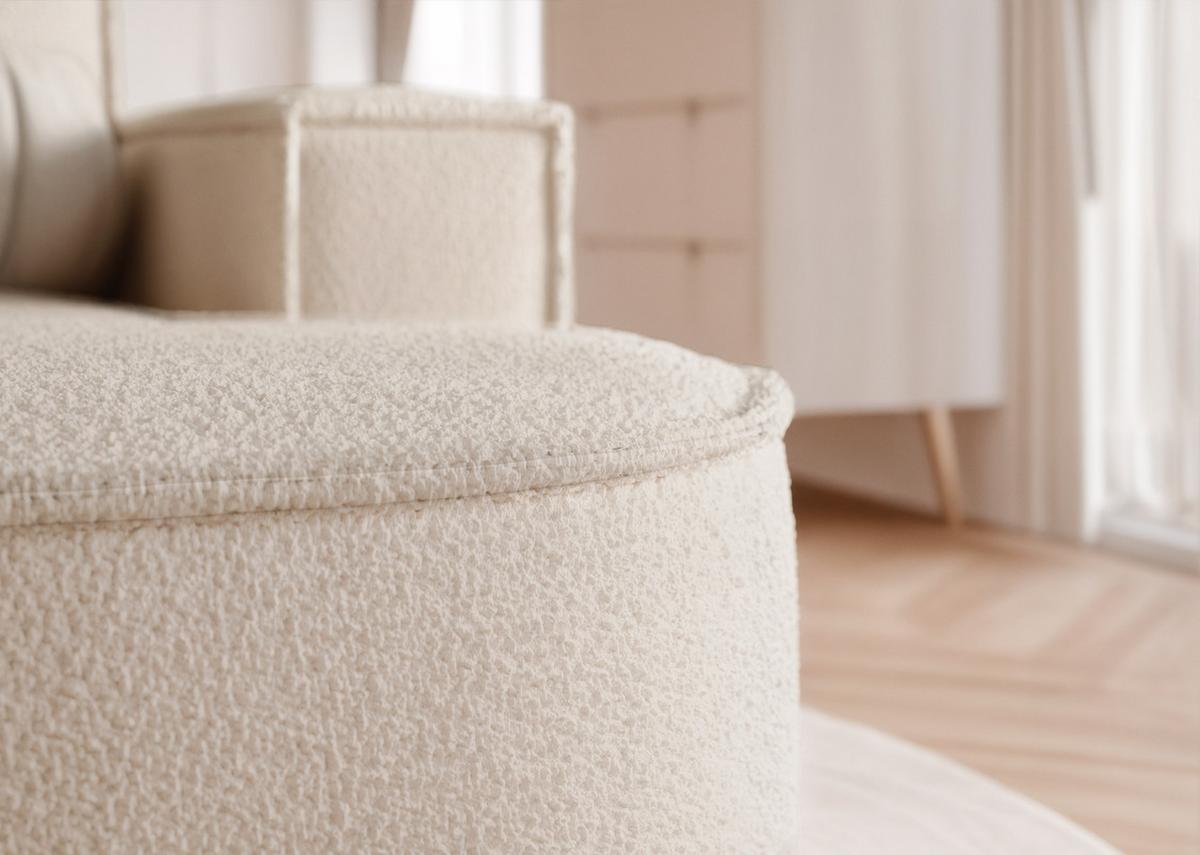 ECKSOFA SOFIA Bouclé-Stoff in Creme - Creme, Holzwerkstoff/Kunststoff (210/157cm) - Idohome