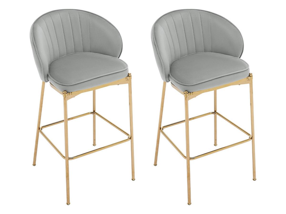 BARHOCKER-SET Muz BS-1258/GL - Goldfarben/Grau, Textil/Metall (55/101/51cm) - MIRJAN24