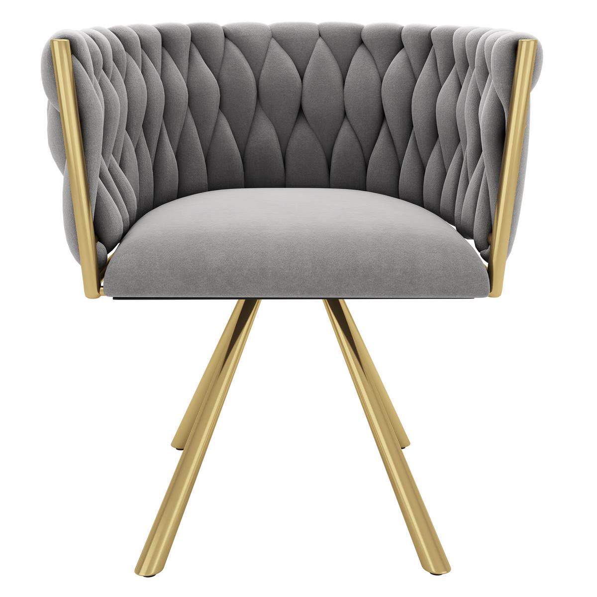 ESSZIMMERSTUHL 2er-Set Samt, 360° Drehbar, Metallbeine, Grau & Gold Luxus-Stuhl für Wohnzimmer & Schlafzimmer - Grau, Textil/Metall (59/72/54cm) - Urban Meuble