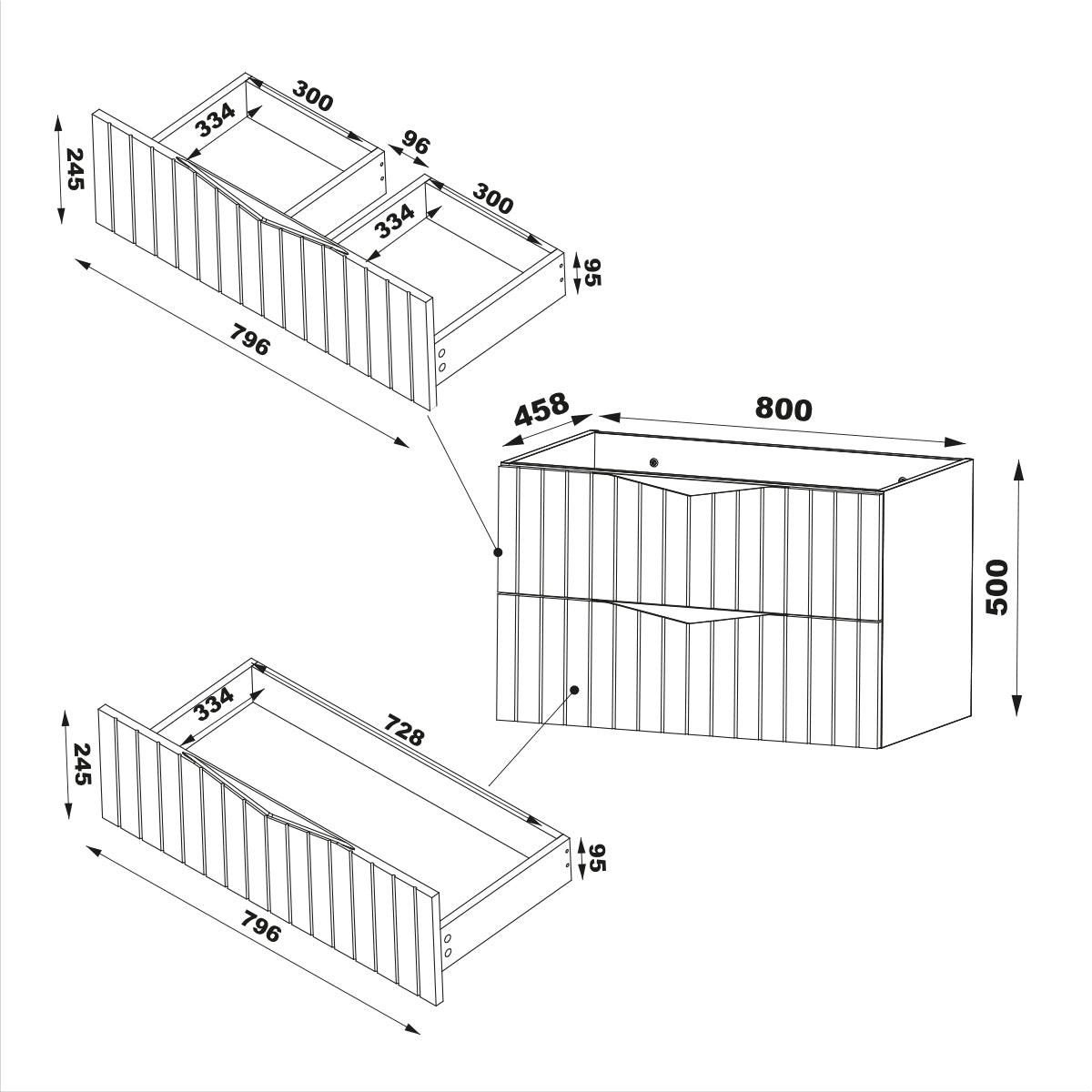 WASCHTISCHUNTERSCHRANK 80cm Siena Holz und Schwarz - Braun, Holzwerkstoff (80/50/45.8cm) - Petits-meubles