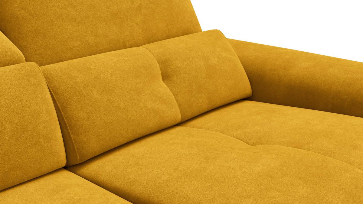SOFA RELAX AVENA 3-Sitzer, gelber Veloursstoff - Gelb/Schwarz, Holz/Textil (204/80/108cm) - Courtois Laville