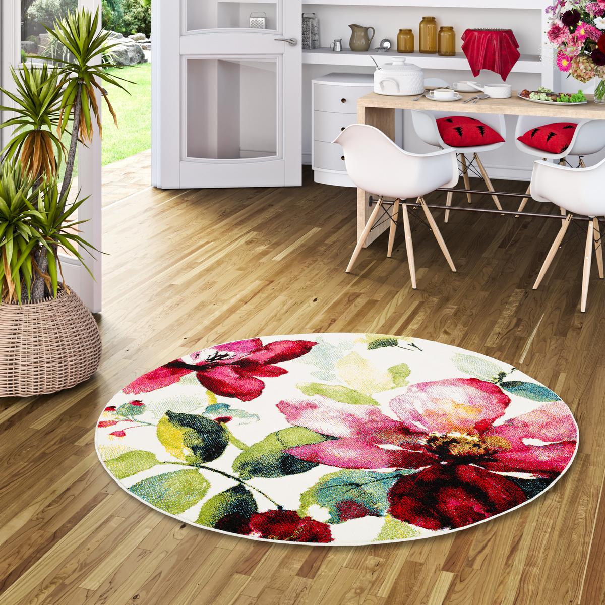DESIGNER TEPPICH BRILLIANT BLUMEN RUND - Rosa, Textil (200/200cm) - Pergamon