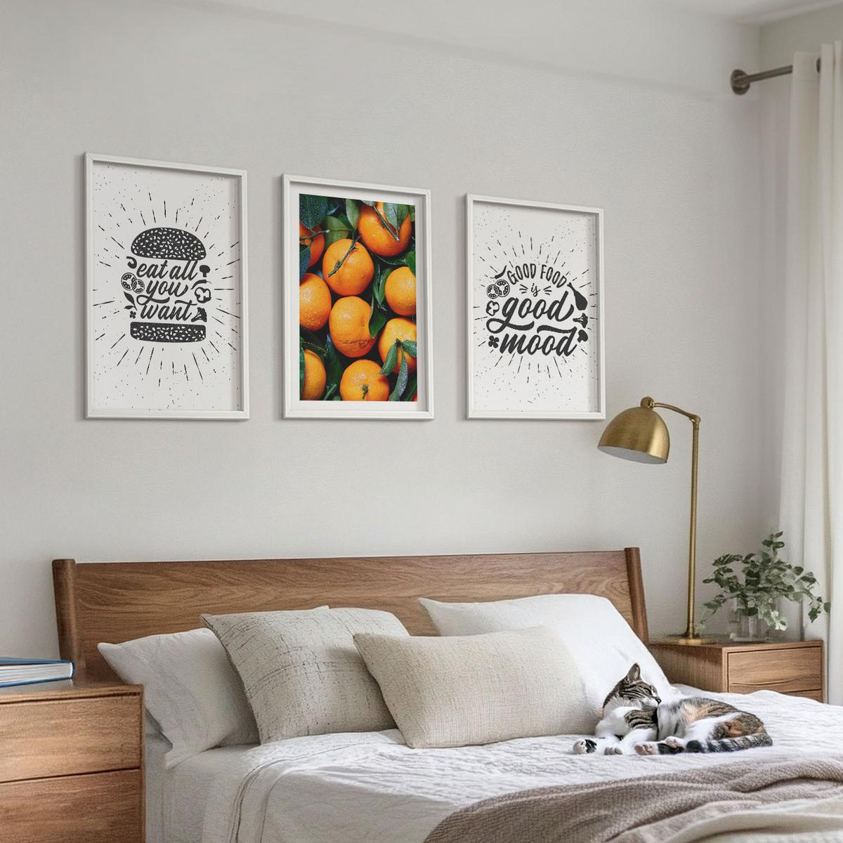 BILDER SET 3er Set - 40x60 cm Weißer Rahmen - Juicy Oranges Kitchen - Weiß, Kunststoff (40/60cm) - TULUP