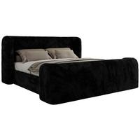POLSTERBETT EMORA CLASSIC DUO 160/200 - Schwarz Plüsch - Multipocket-Matratze - Schwarz, Textil (160/200cm) - MKS