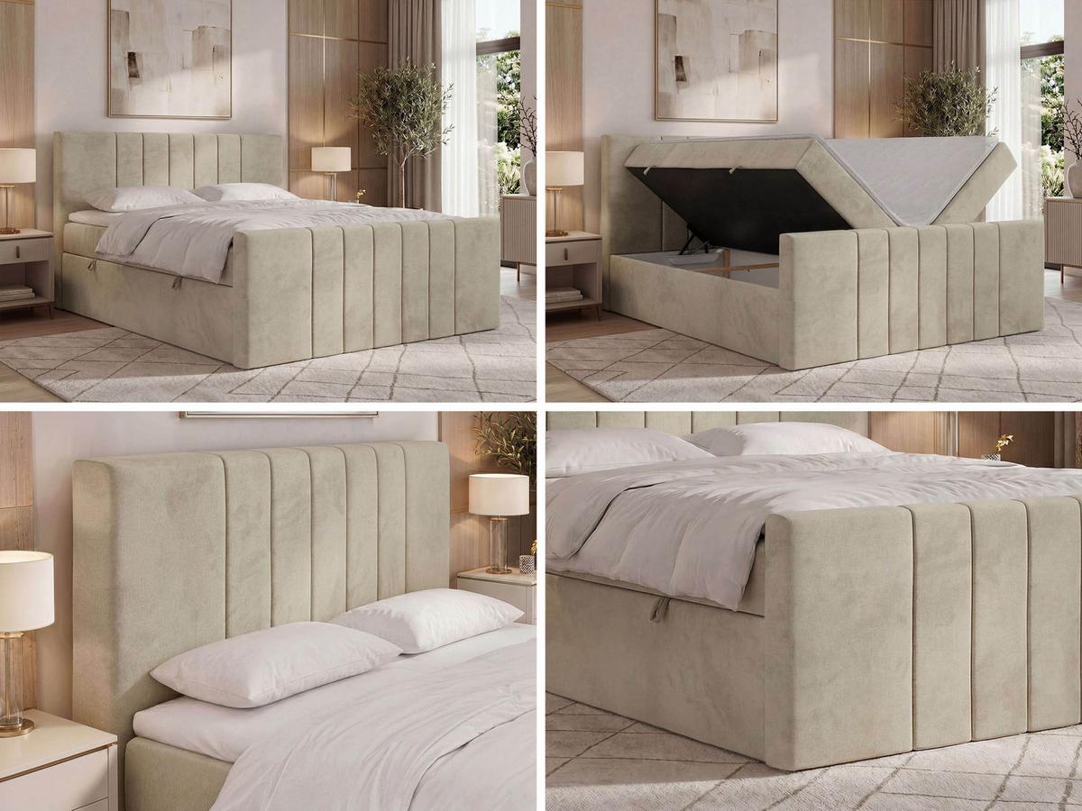 BOXBETT INERO DUO 200/200 - Beige Velvet - Topper T25 - H4 - Beige/Schwarz, Kunststoff/Textil (200/200cm) - MKS