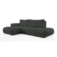 ECKSOFA L Form Hosio Dunkelgrau 286/177/88 cm Links mit Schlaffunktion - Dunkelgrau/Schwarz, Kunststoff/Textil (177/286cm) - AX Living