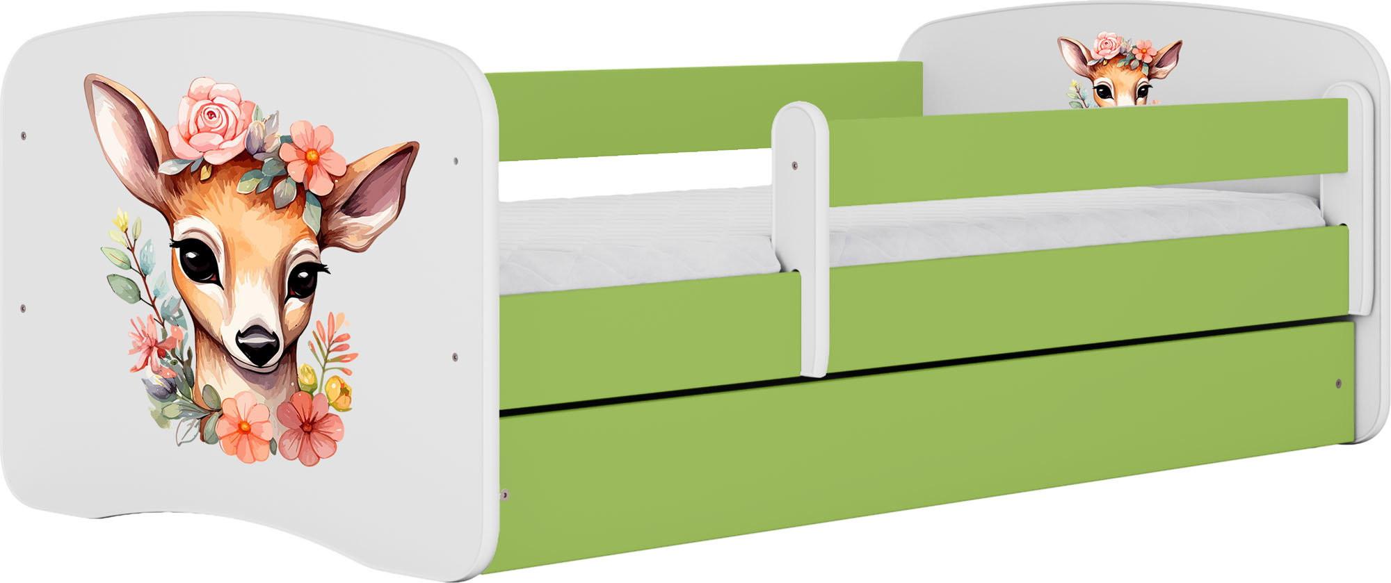 KINDERBETT Emily mit Schublade und Matratze, Grün 80x160 cm - Dunkelorange, Holzwerkstoff (160/80cm) - WFL GROUP