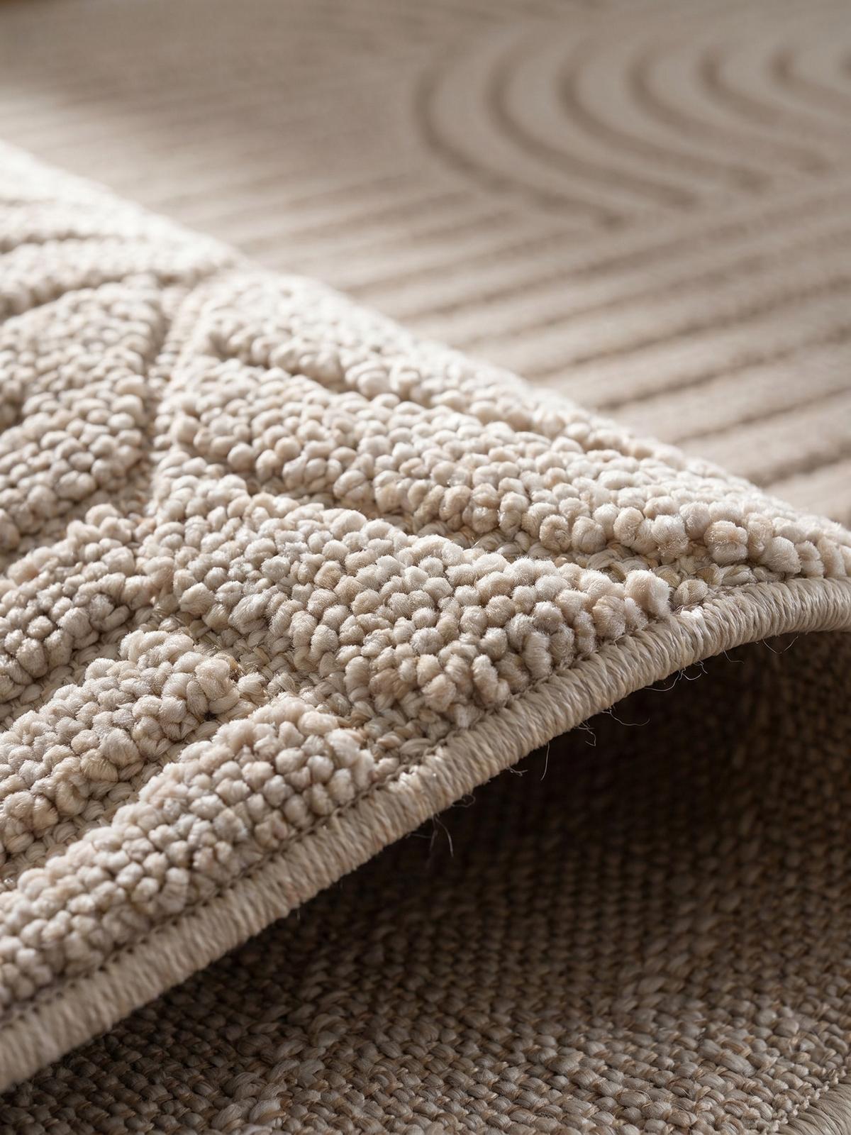 TEPPICH Flachgewebe LANGAU in Beige, mit geometrischen Bögen, 60 x 110 cm - Beige, Textil (110/60cm) - KADIMA DESIGN