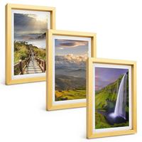 BILDER SET 3er Set - 20x30 cm Goldrahmen - Berglandschaften Wasserfall - Goldfarben, Kunststoff (20/30cm) - TULUP