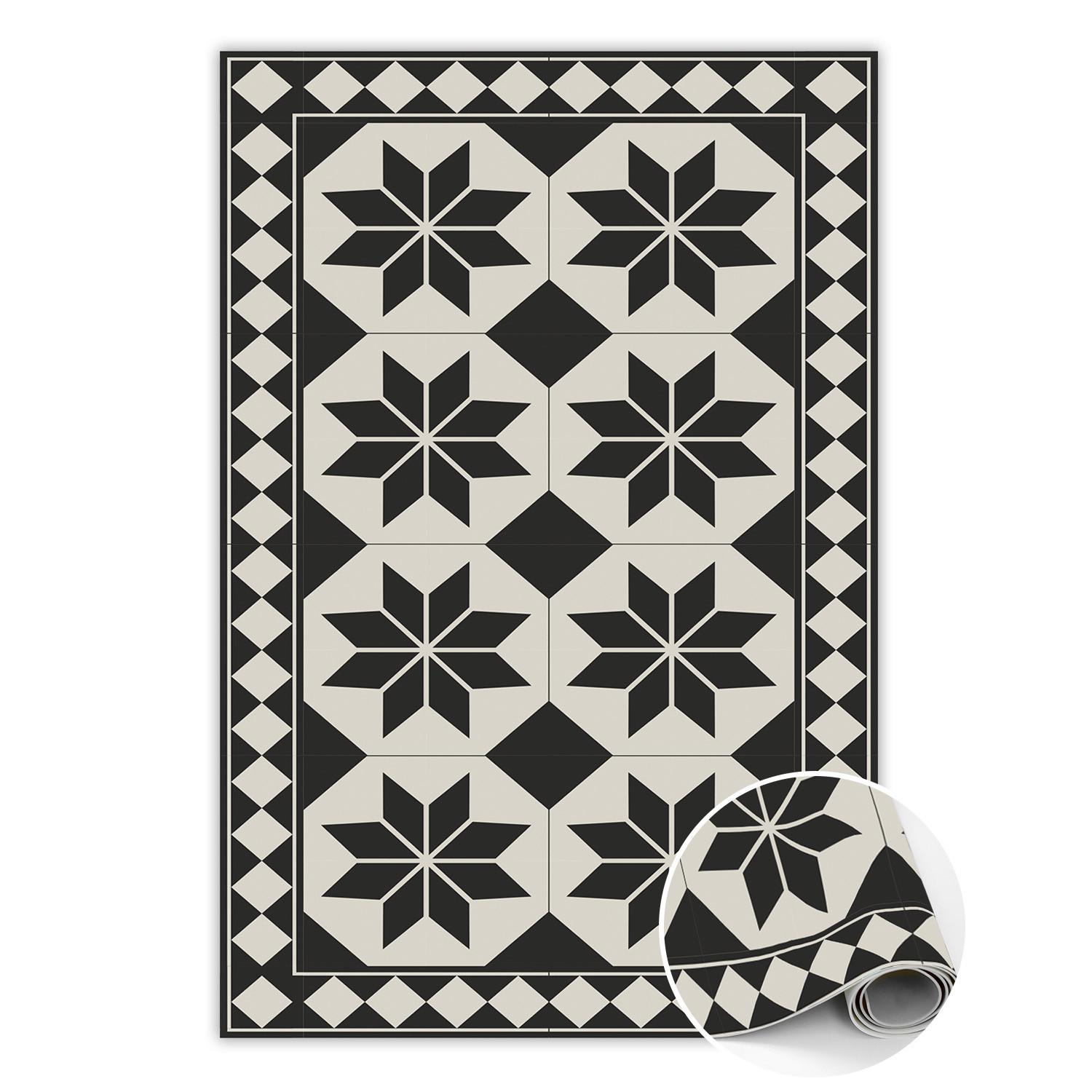 VINYL TEPPICH 140x210 cm Schwarz-weiße Sterne - Schwarz/Weiß, Kunststoff (140/210cm) - TULUP