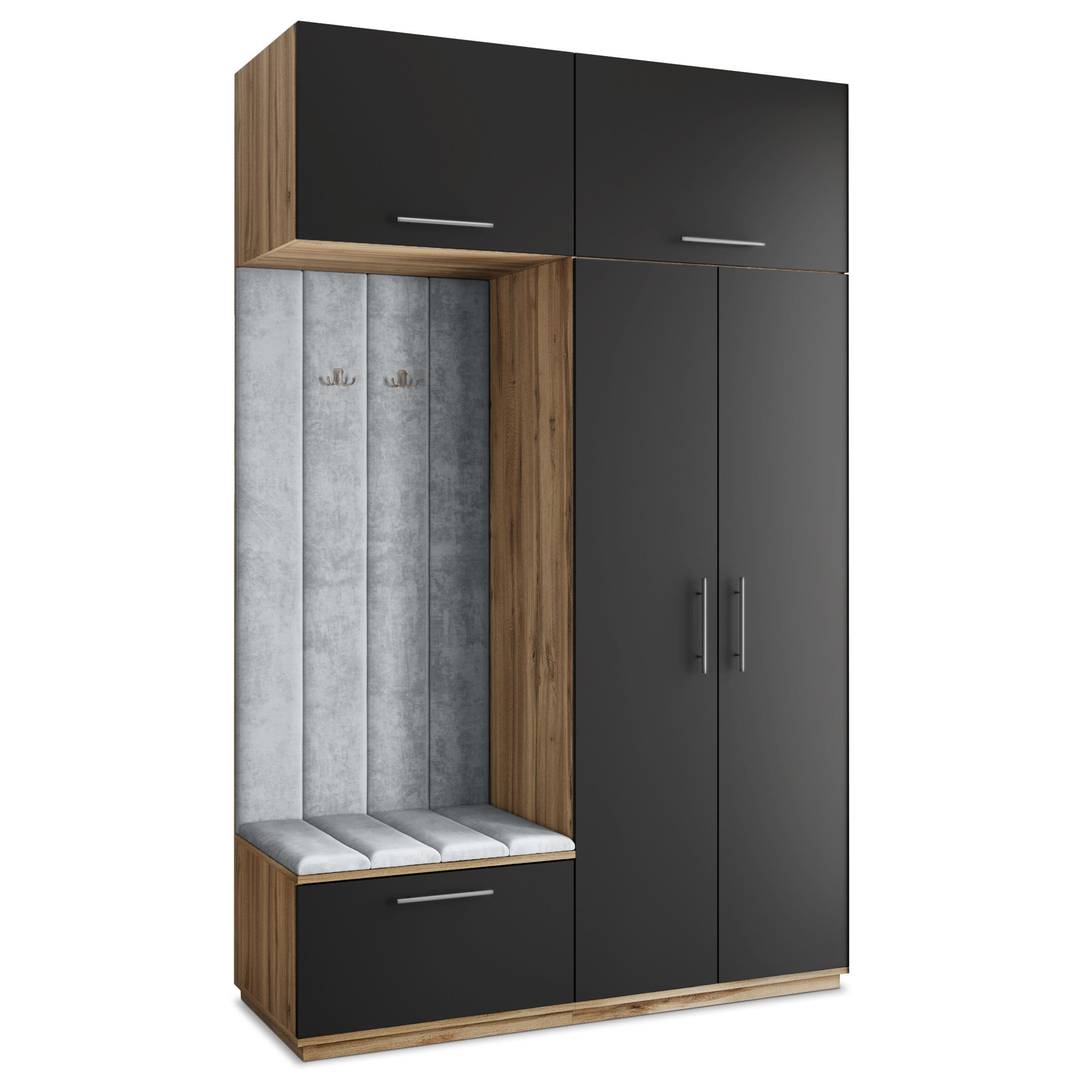 GARDEROBENSCHRANK REMA 150/240/60 cm Modern Eiche Wotan - Eiche Wotan/Hellgrau, Holzwerkstoff (150/240/60cm) - MASSENO
