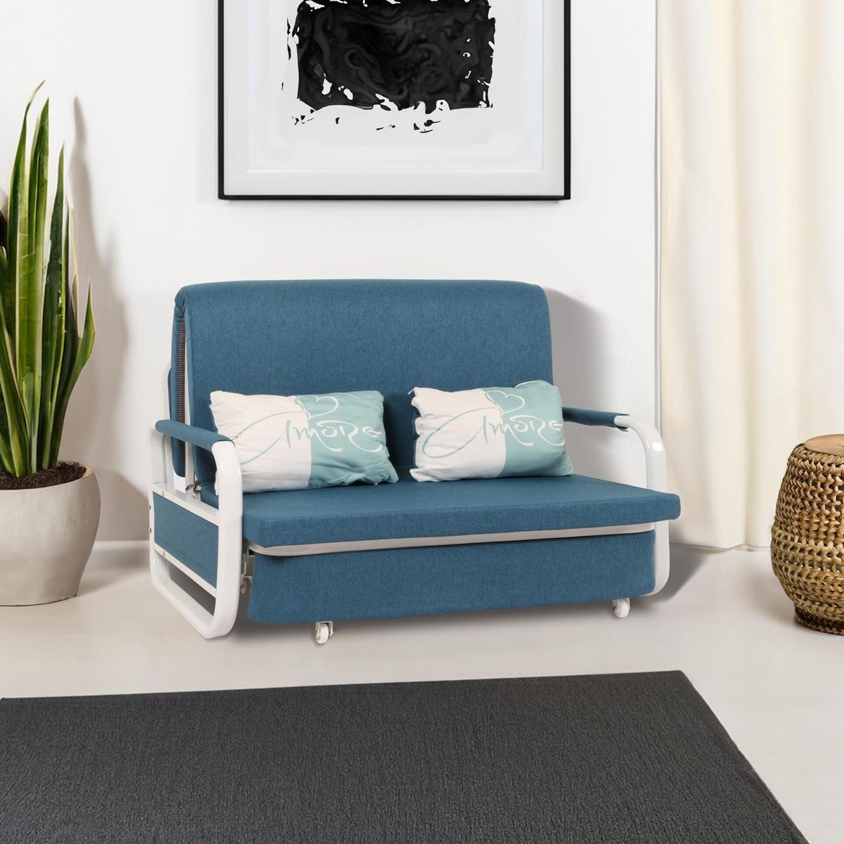 SCHLAFSOFA Blau - Blau/Dunkelblau, Textil (130/71/185cm) - MCW