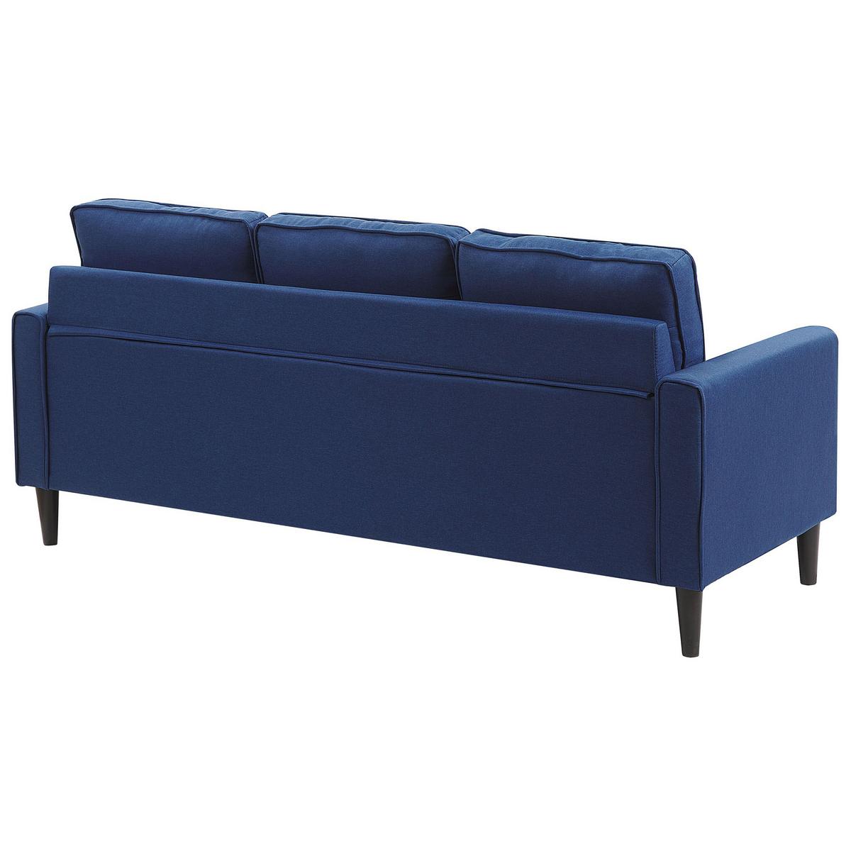 3-SITZER-SOFA mit Ottomane Polsterbezug Blau Avesta - Dunkelblau, Textil (186/85/131cm) - Beliani