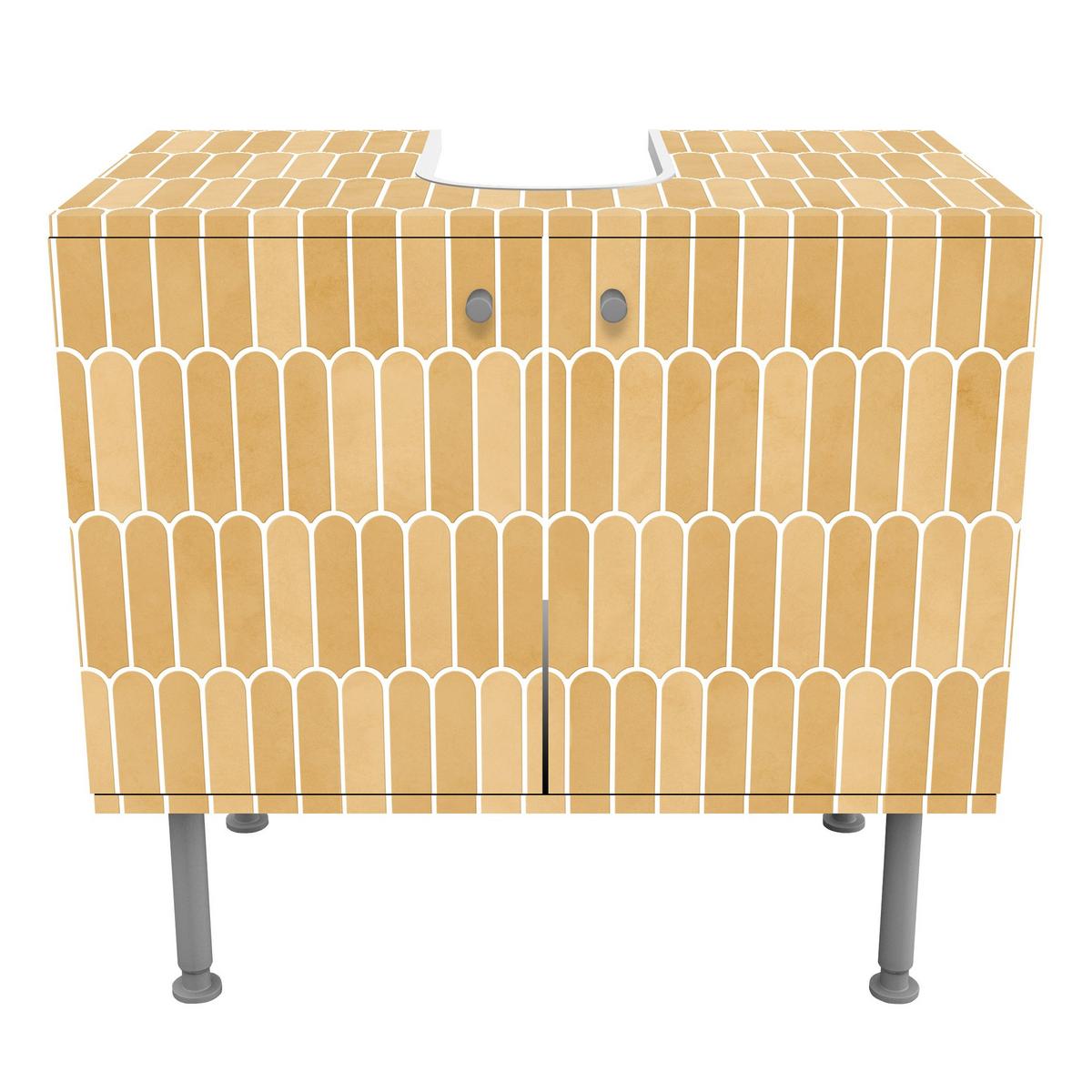 WASCHBECKENUNTERSCHRANK Fischschuppen Fliesen Gelb 60/55/35 cm - Gelb, Holzwerkstoff (60/55/35cm) - Bilderwelten