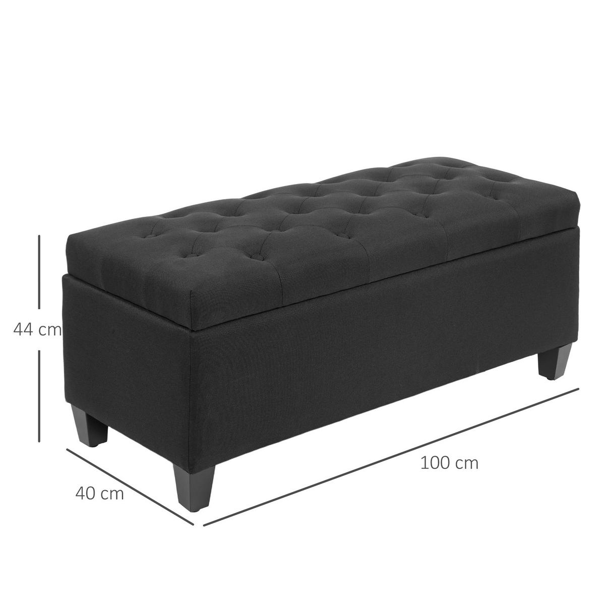 TRUHENBANK Polyester Holz Schwarz - Schwarz, Holz/Kunststoff (40/44/100cm) - HOMCOM