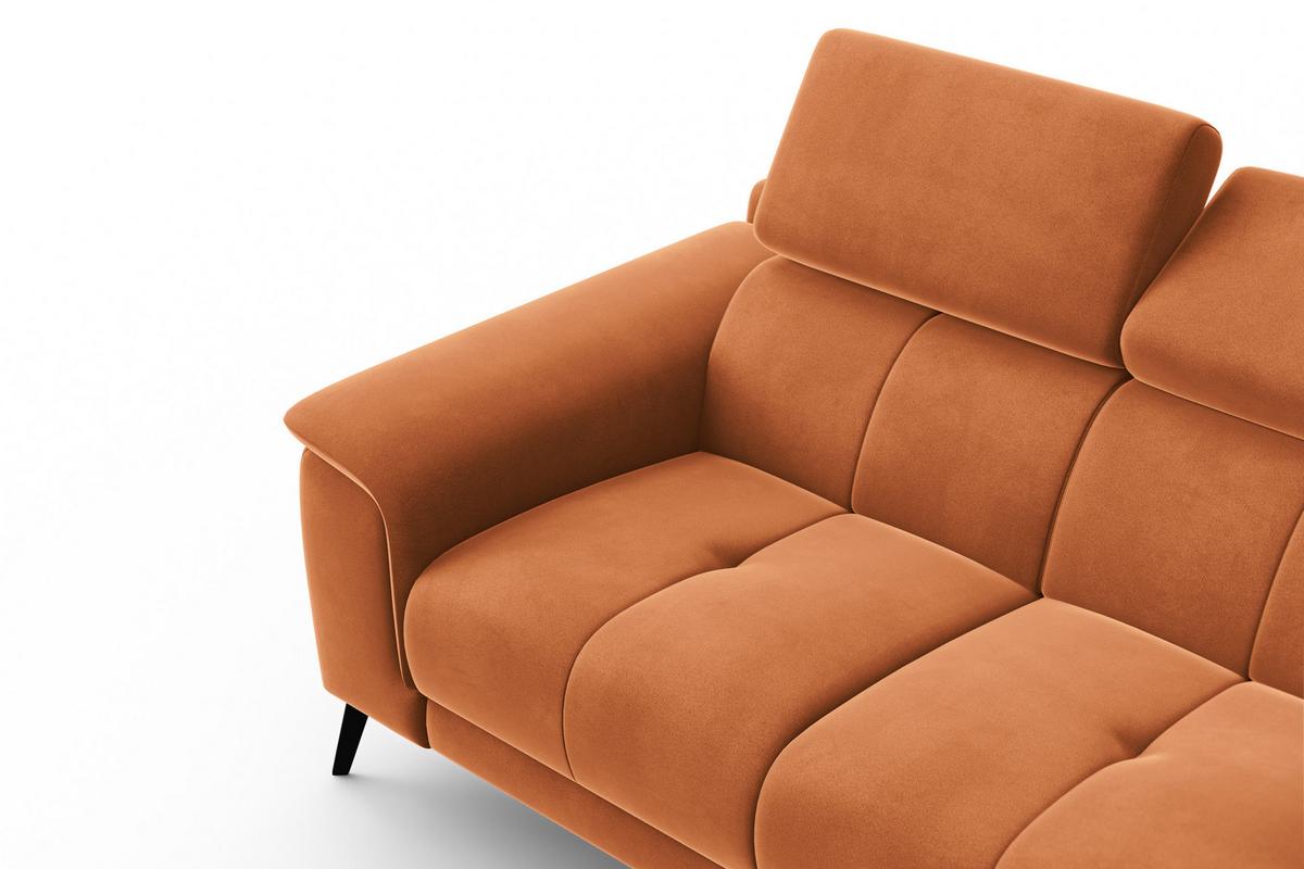 SOFA FIERO 2-Sitzer, Oranger Veloursstoff - Schwarz/Orange, Holz/Textil (170/82/103cm) - Courtois Laville