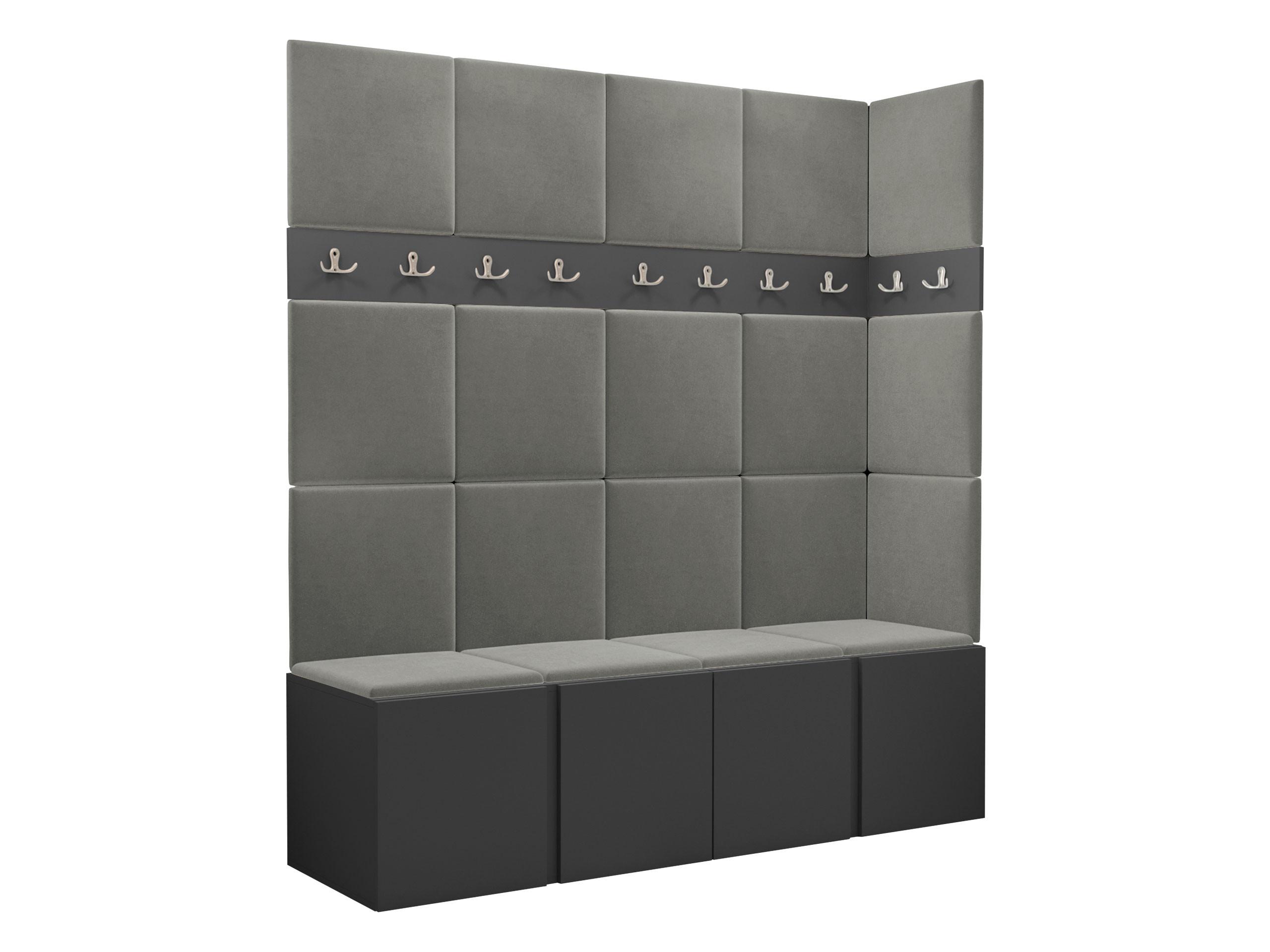GARDEROBEN-SET Orion II - Graphitfarben/Grau, Holzwerkstoff/Kunststoff (168/186/46cm) - MIRJAN24