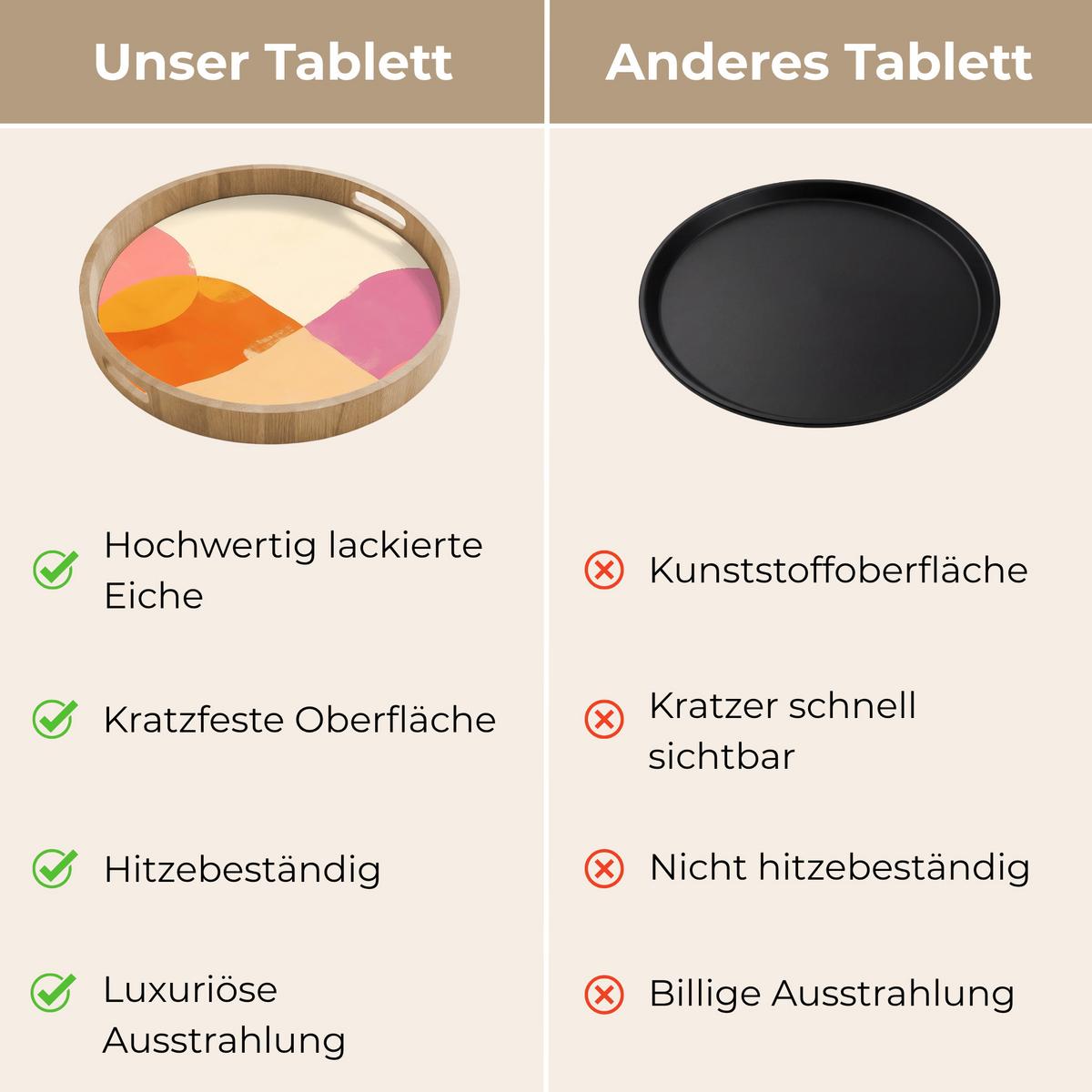 TABLETT Formen - Abstrakt - Farbenfroh 50x50 cm - Orange, Holz (50/5/5cm) - OnlyWow