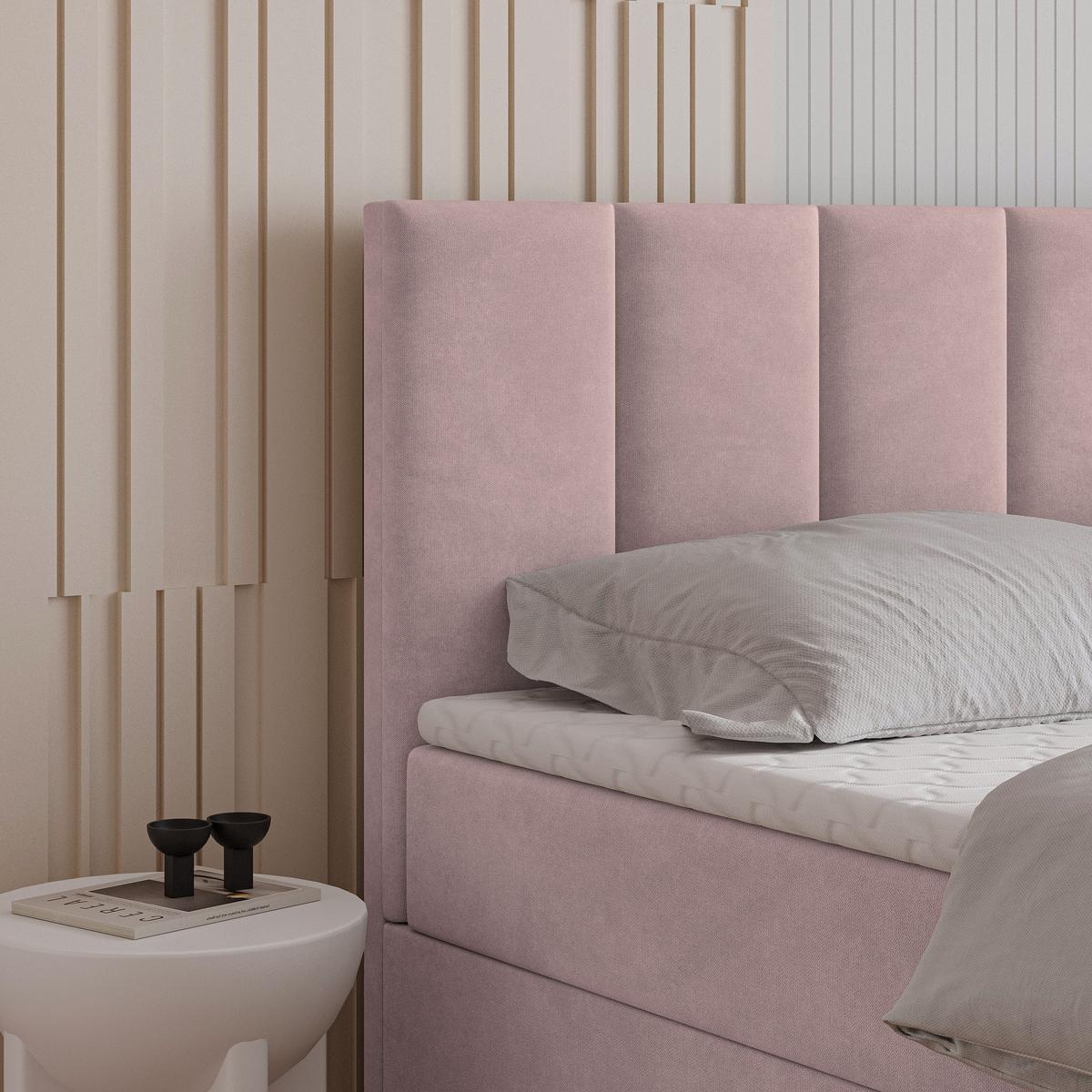 BOXBETT MERIL 160x200 cm mit Matratze und Topper - Rosa - Rosa, Holz (160/200cm) - MASSENO