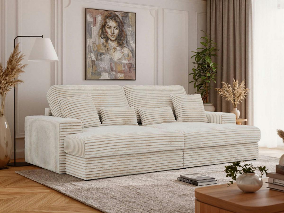 3-SITZER SOFA ANERO - Beige Cord - Beige/Creme, Kunststoff/Textil (292/107/163cm) - MKS