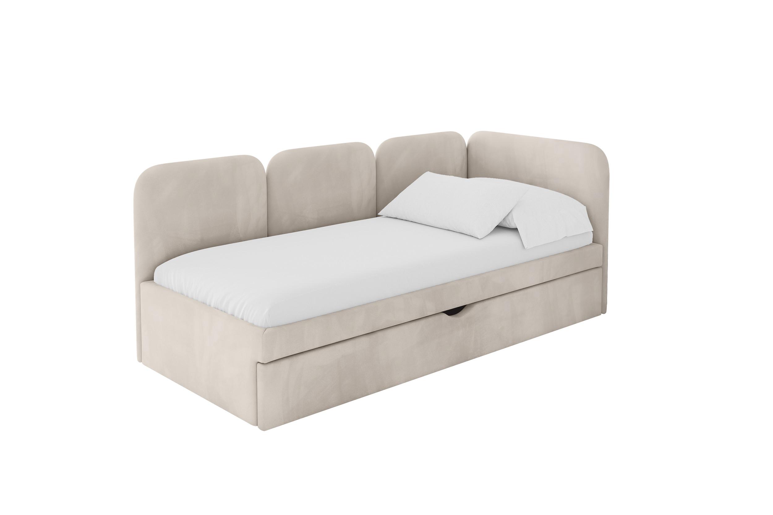 EINZELLBETT Jugendbett mit Bettkasten und Matratze H3/H4, Links - ALVY 100x200 Beige - Ecru, Holzwerkstoff/Textil (100/200cm) - ALTDECOR