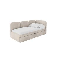 EINZELLBETT Jugendbett mit Bettkasten und Matratze H3/H4, Links - ALVY 100x200 Beige - Ecru, Holzwerkstoff/Textil (100/200cm) - ALTDECOR