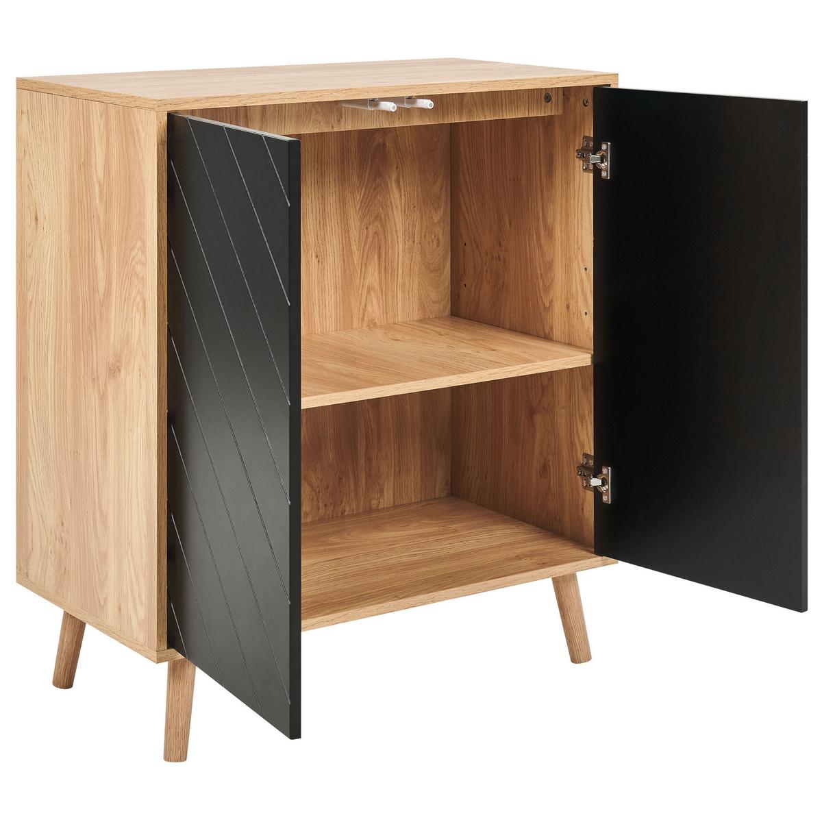 SCHRANK Schwarz Bristow - Schwarz, Holzwerkstoff (76/84/40cm) - Beliani