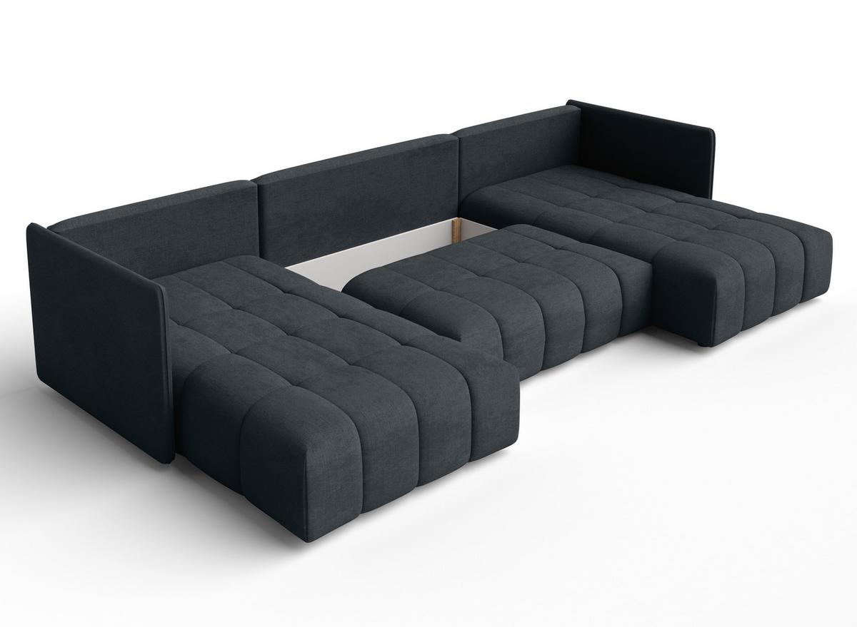 WOHNLANDSCHAFT Mersino Grau 353/180/83 cm – Wohnlandschaft fürs Wohnzimmer - Schwarz/Grau, Kunststoff/Textil (353/83/180cm) - AX Living