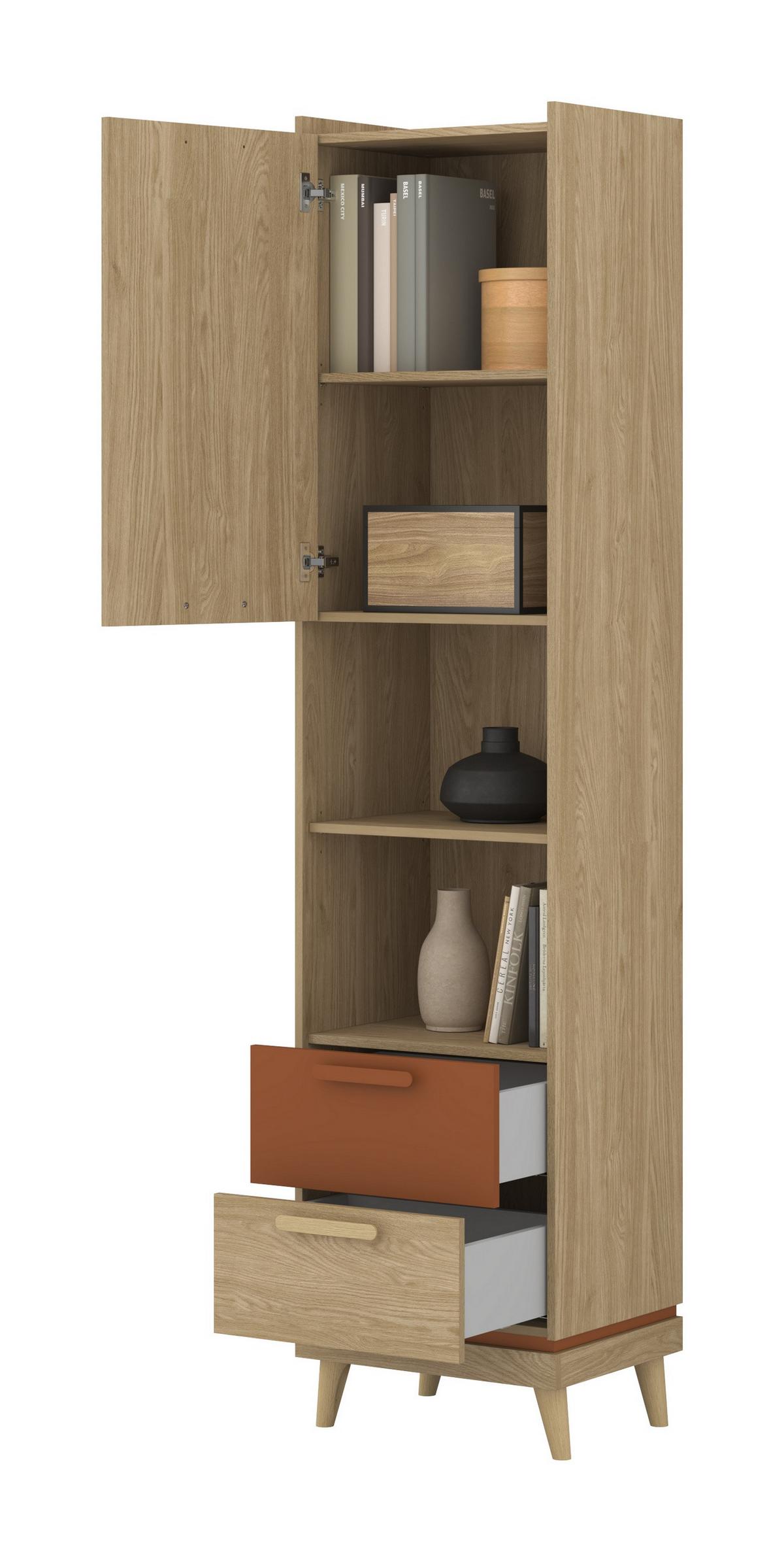 BÜCHERREGAL ACARA 50x40x215 cm, Regal Eichefarben - Eichefarben, Holzwerkstoff (50/215/40cm) - MASSENO