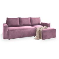 ECKSOFA SILES Lila Velours-Stoff mit Schlaffunktion - Lila/Grau, Holz/Kunststoff (230/140cm) - MASSENO