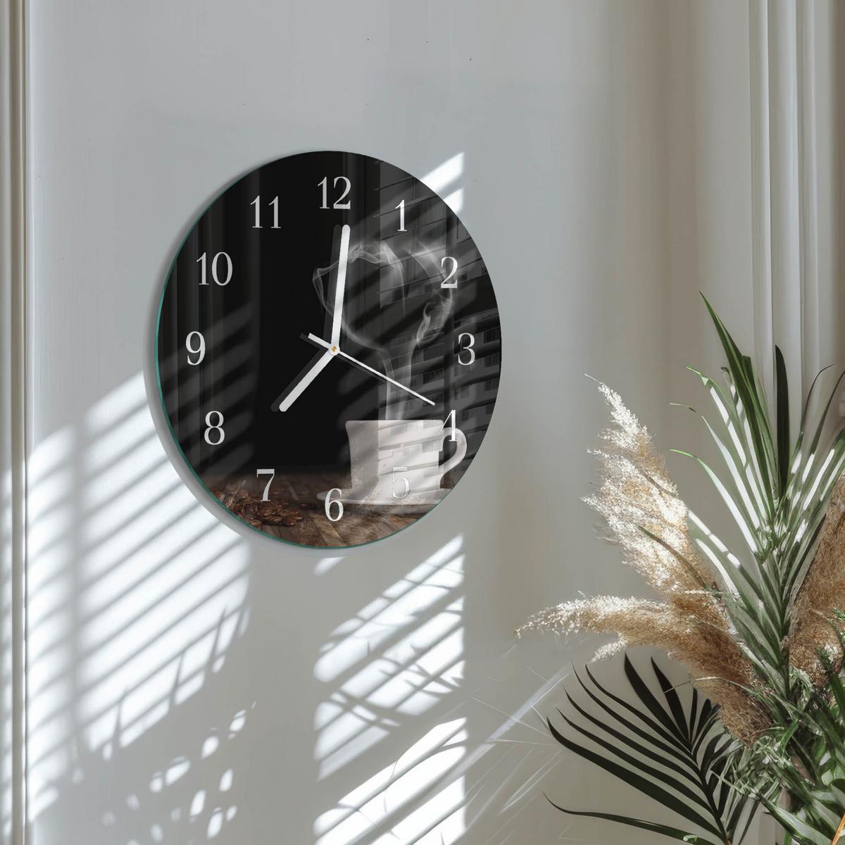WANDUHR aus Glas Ø30 cm - Kaffee - Braun, Glas (30/30/0.4cm) - TULUP